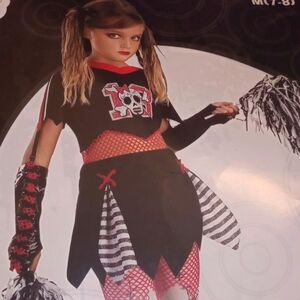 Disguise Black and Red Costume Skull Design Cheerless Cheerleader Kids Size 7/8